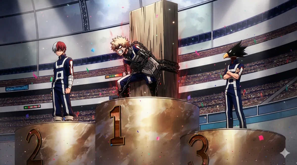 Bakugo chained to the podium, refusing the Sports Festival medal — a win he couldn't respect